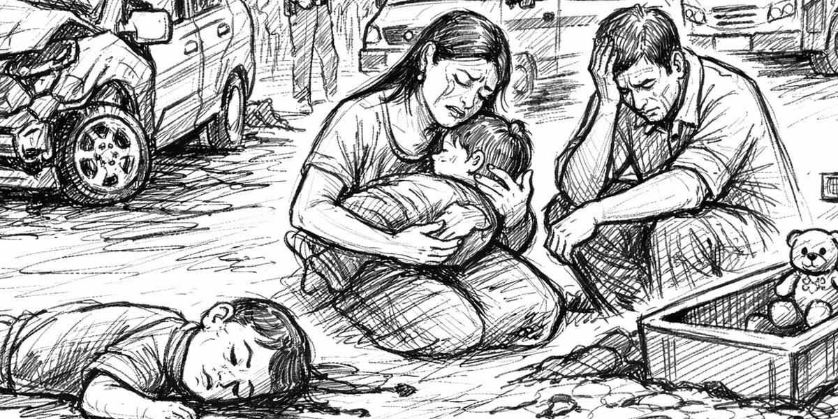 পরিবারের সাথে মন্দিরে পূজা দিতে গিয়ে ট্রাকের চাপায় নিহত শিশু